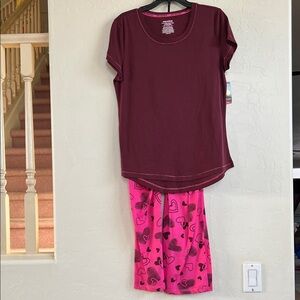 New Joe Boxer Women’s Pajama Set with Short Sleeve Shirt and Pants